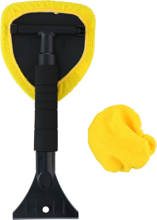 Dunlop Eiskratzer mit Auslöser - Teleskopstange 32 bis 49 CM - Softgrip - Inkl. 2 Mikrofasertücher