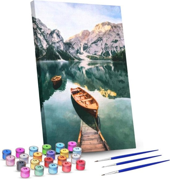 Rubye Malen nach Zahlen Erwachsene - See und Berge - inklusive Pinsel - Leinwand Malen nach Zahlen - 40x50cm