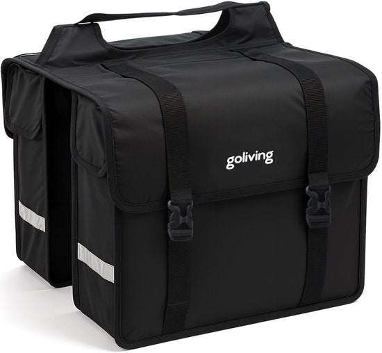 Goliving Fahrradtasche 45 Liter - Doppelte Fahrradtaschen - Wasserdicht - Mit Reflektoren - Elektrofahrräder - Schwarz