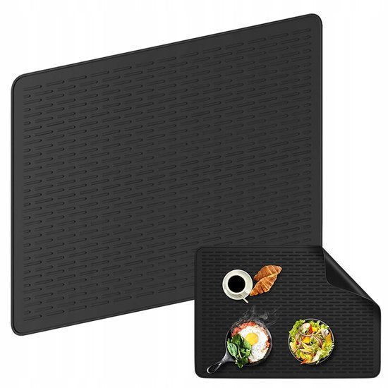Extra große Silikon-Schutzmatte für die Küche - Tropfmatte - 71*50cm - Schwarz - ölbeständig