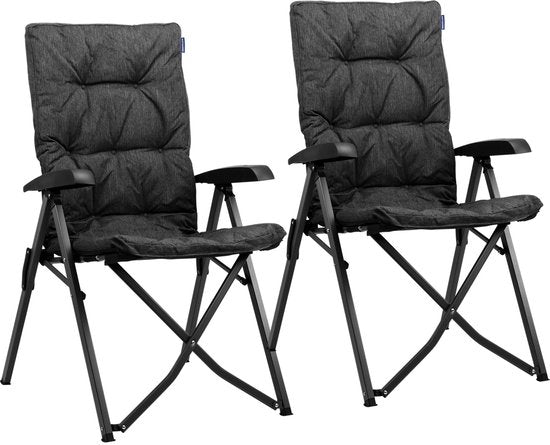 TRVLMORE Campingstuhl - Inklusive Tragetasche - Duo Pack - 150 kg Belastbarkeit - Campingstuhl - Staufach - Klappstuhl - Schwarz