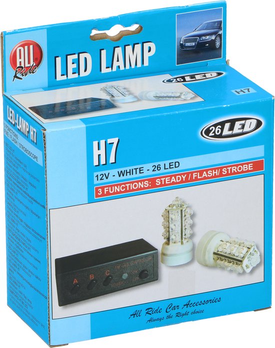 All Ride H7 Autoscheinwerfer - LED - 26 LED- 12 V - Weißes Licht