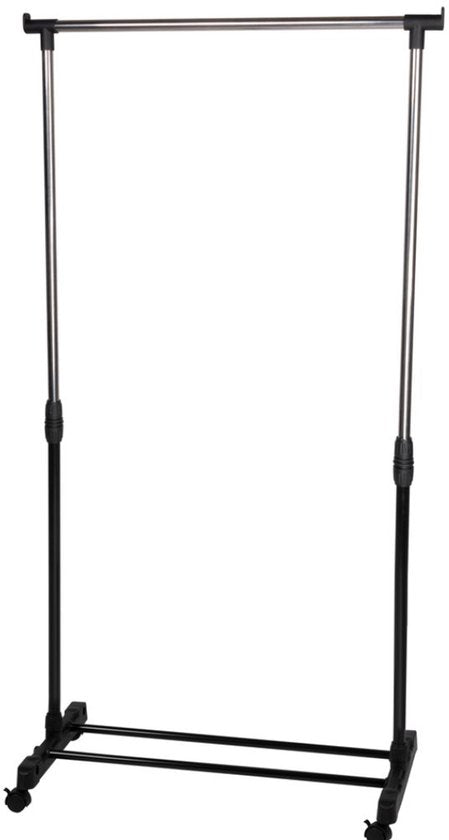 alpina Kleiderständer mit Rädern - Kleiderständer höhenverstellbar 93 - 158cm - Mobiler Kleiderständer - Schwarz