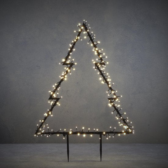 Luca Lighting Garden d'Light Weihnachtsbaum-Gartenpfahl mit klassischen weißen LED-Lichtern - L72 x H100 cm - Schwarz