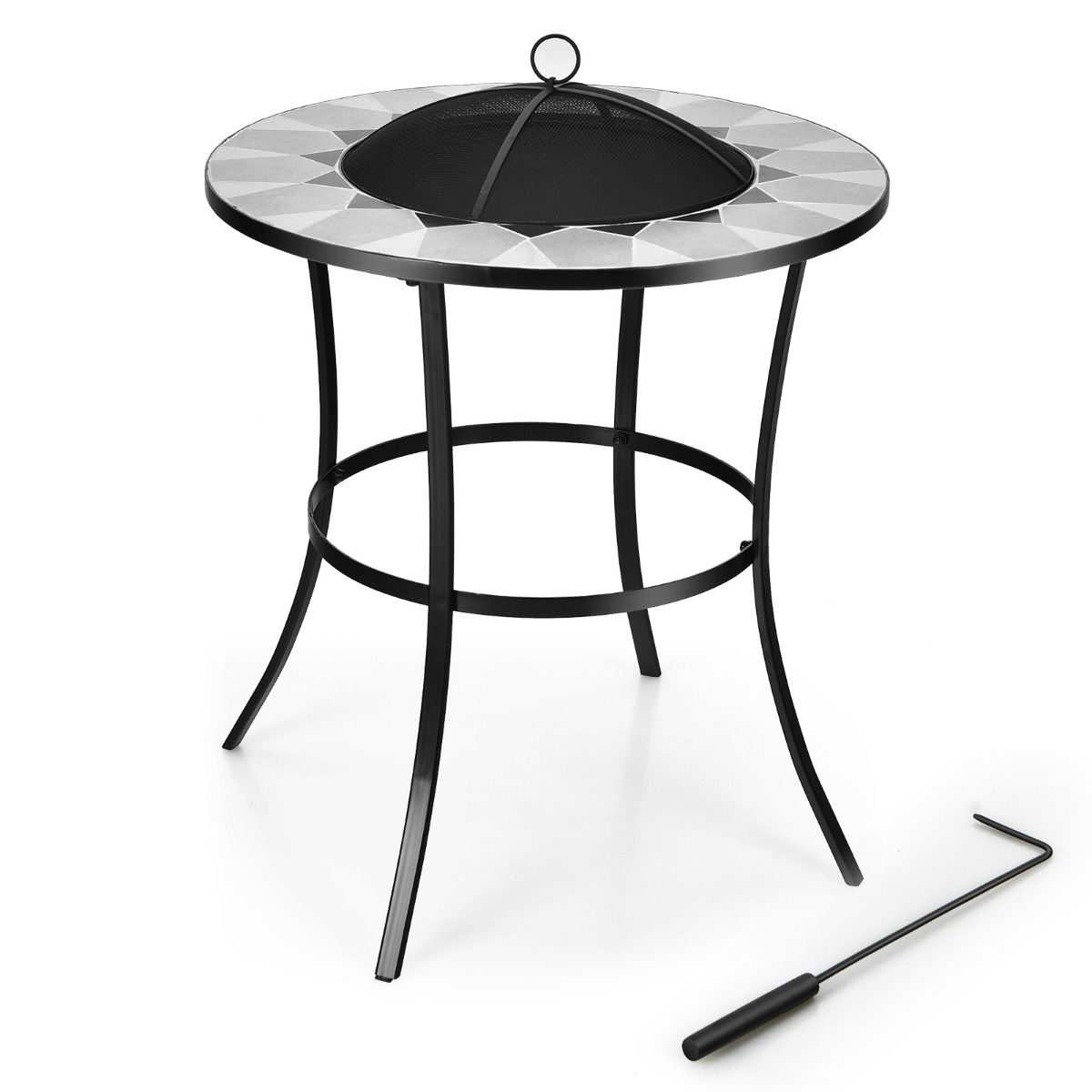 Coast Feuerstelle mit Maschenabdeckung - Rund - Ø65cm x 70 cm - Schwarz