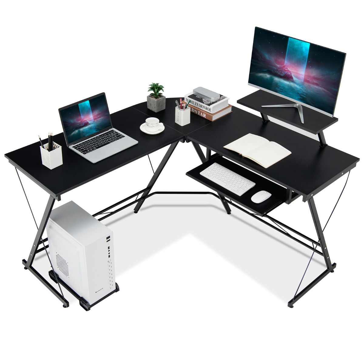 Coast Schreibtisch in L-Form - Max. 75 kg - 127 x 130 x 94 cm - Schwarz