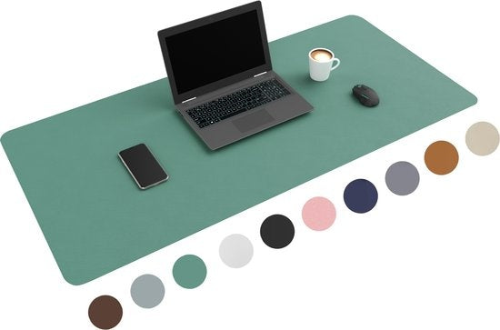 WURK Professional Schreibtischunterlage Kunstleder - Schreibtisch-Organizer - Inklusive Kabelclip - Türkis - 120x60