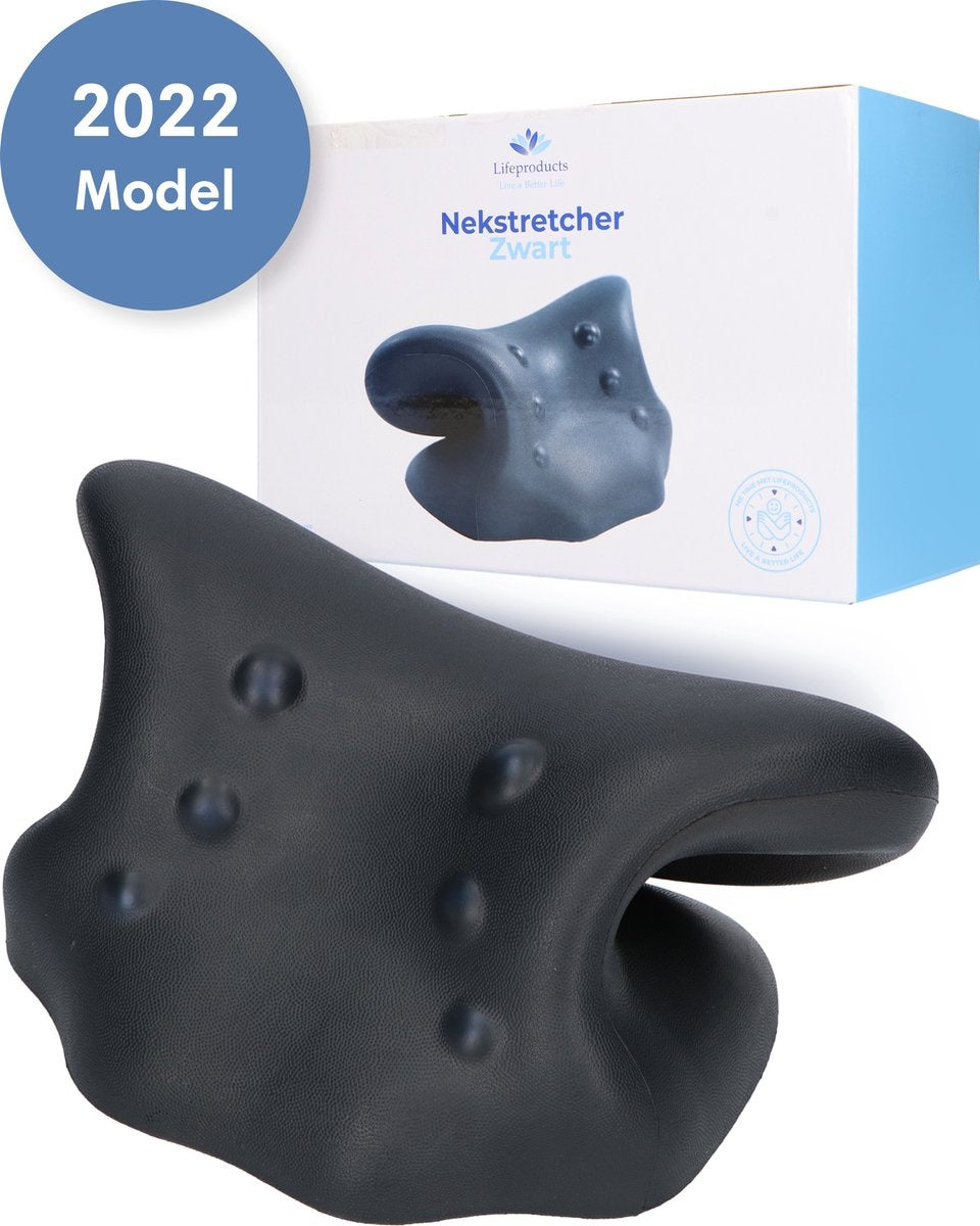 Lifeproducts Nackenstütze - Massagekissen - Nackenmassagegerät - Shiatsu-Massagekissen - Kissen für Nackenschmerzen - Nackenstütze - Schwarz