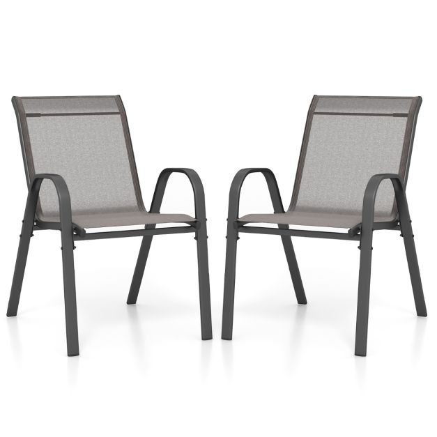 COAST Terrassenstühle aus atmungsaktivem Stoff - 2er-Set - 56 x 70 x 84 cm - Grau