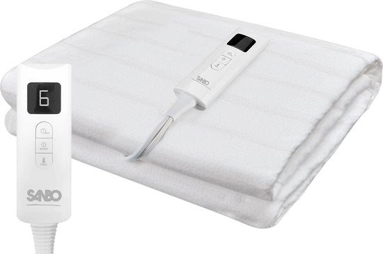 Sanbo Electric Blanket - Waschmaschinenfest - Unterbett - 150 x 80 cm - 7 Stufen - Mit Eckgummis - 1 Person