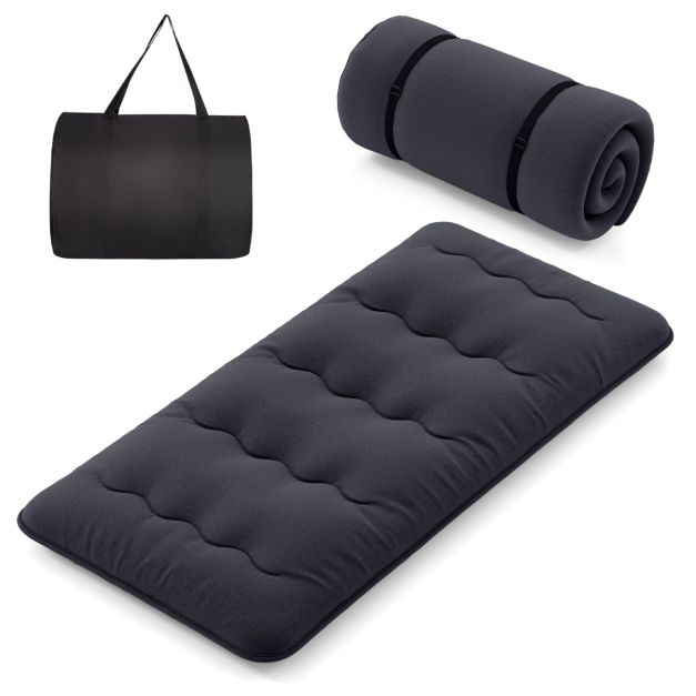 Coast Portable Futonmatratze 200x90x10 cm - Schwarz - faltbar mit waschbarem Bezug und Tragetasche
