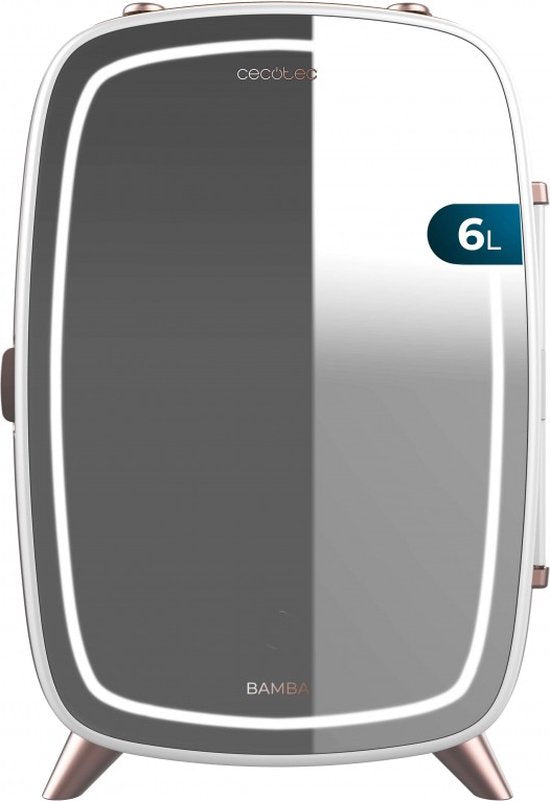 Cecotec 6L Bamba CoolingBeauty 6000 Mirror Kleiner Kosmetikkühler. Mini-Kühlschrank mit Tür mit Außenspiegel
