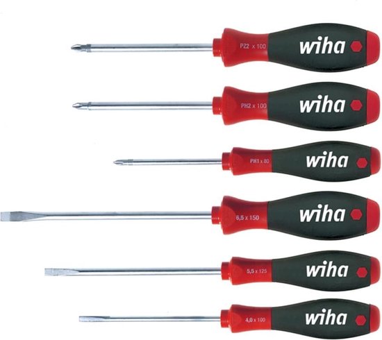 Wiha 302 HK6 01 SoftFinish Schlitz-/ Kreuz-/ Pozidriv-Schraubendreher-Satz - 6-teilig