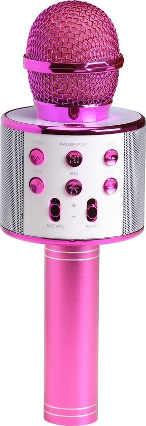 Denver Karaoke-Mikrofon Bluetooth - Drahtlos - Karaoke-Set - Eingebauter Lautsprecher - AUX - MicroSD - KMS20 - Pink