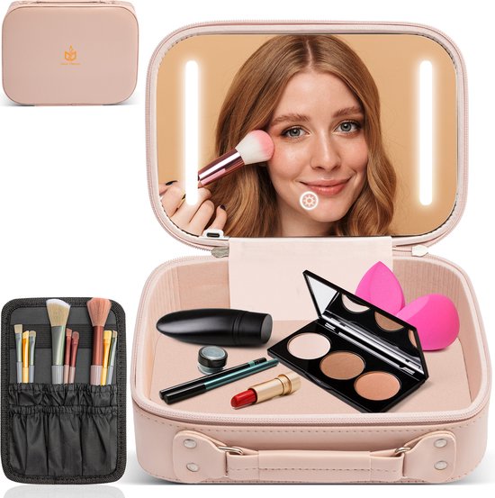 MoreWomenÂ® - Schminktasche - Schminkkoffer - Beautycase - Schminktasche - Mit Spiegel & Beleuchtung
