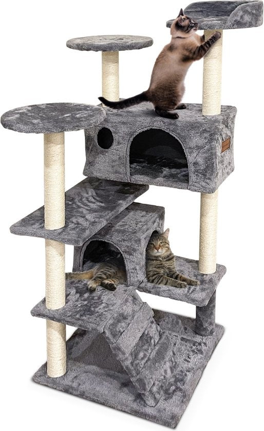 Happysnoots Katzenkratzbaum für Katzen - 50x50x130cm - Kratzbaum für Großkatzen - Katzenturm