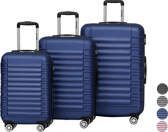TRVLMORE - Kofferset - 3 Stück - 38L (Handgepäck) + 70L + 110L - Dunkelblau
