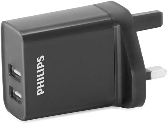 PHILIPS DLP2610/05 - USB-Wandladegerät - 3-polige Buchse - 2 USB-Wechselstromanschlüsse - Schwarz