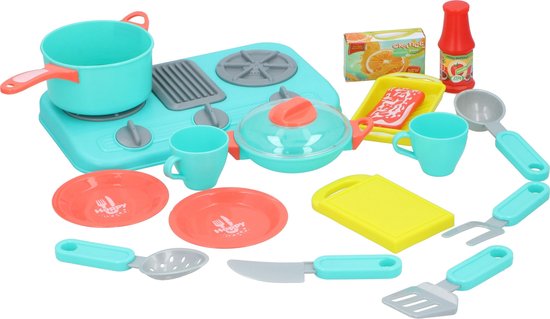 Eddy Toys Spielzeug-Küchenzubehör - Spielzeug-Küchen-Set - Küchenutensilien - 18-teilig