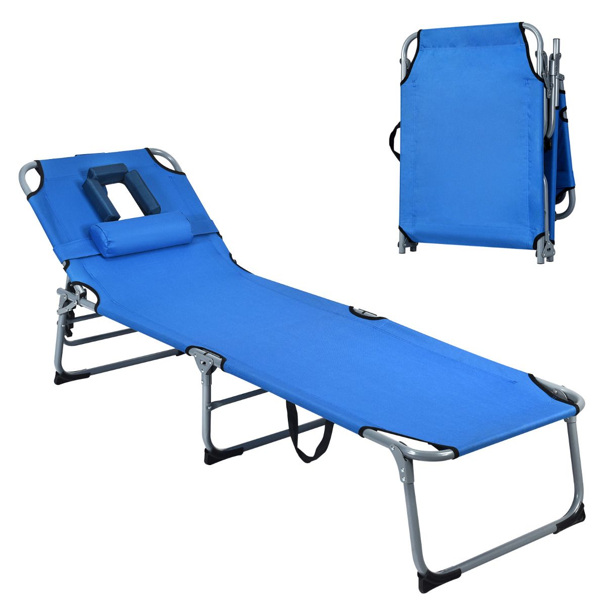Coast 5-Position Folding Lounge Chair - 194x60x36-86 cm - Blau - Oxford Fabric - 150 kg Tragfähigkeit