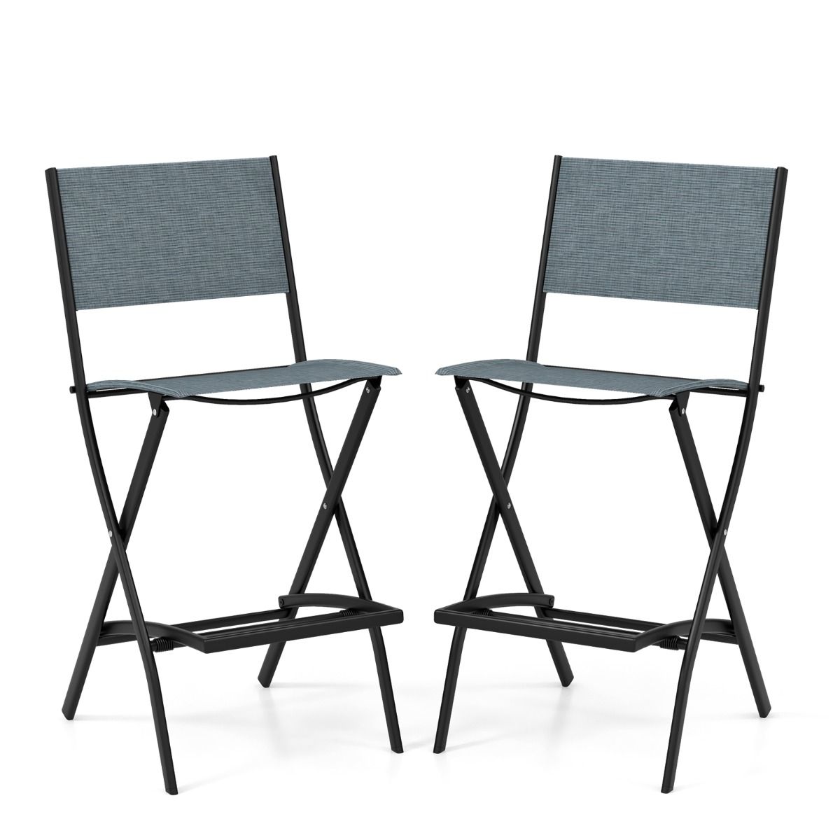 coast 2er Set klappbarer Barhocker für den Außenbereich - Sitzhöhe 71 cm - 46×57×102 cm (aufgeklappt) / 46×10×115 cm (zusammengeklappt) - Blau - Tragkraft 150 kg