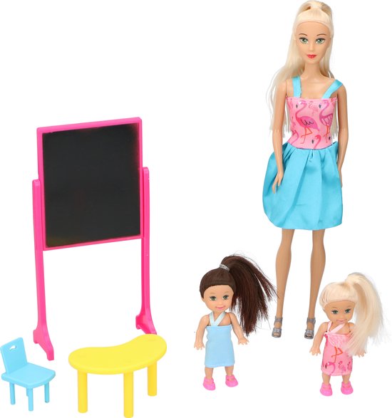 Eddy Toys Puppenset - Thema Schule - 1 große Puppe