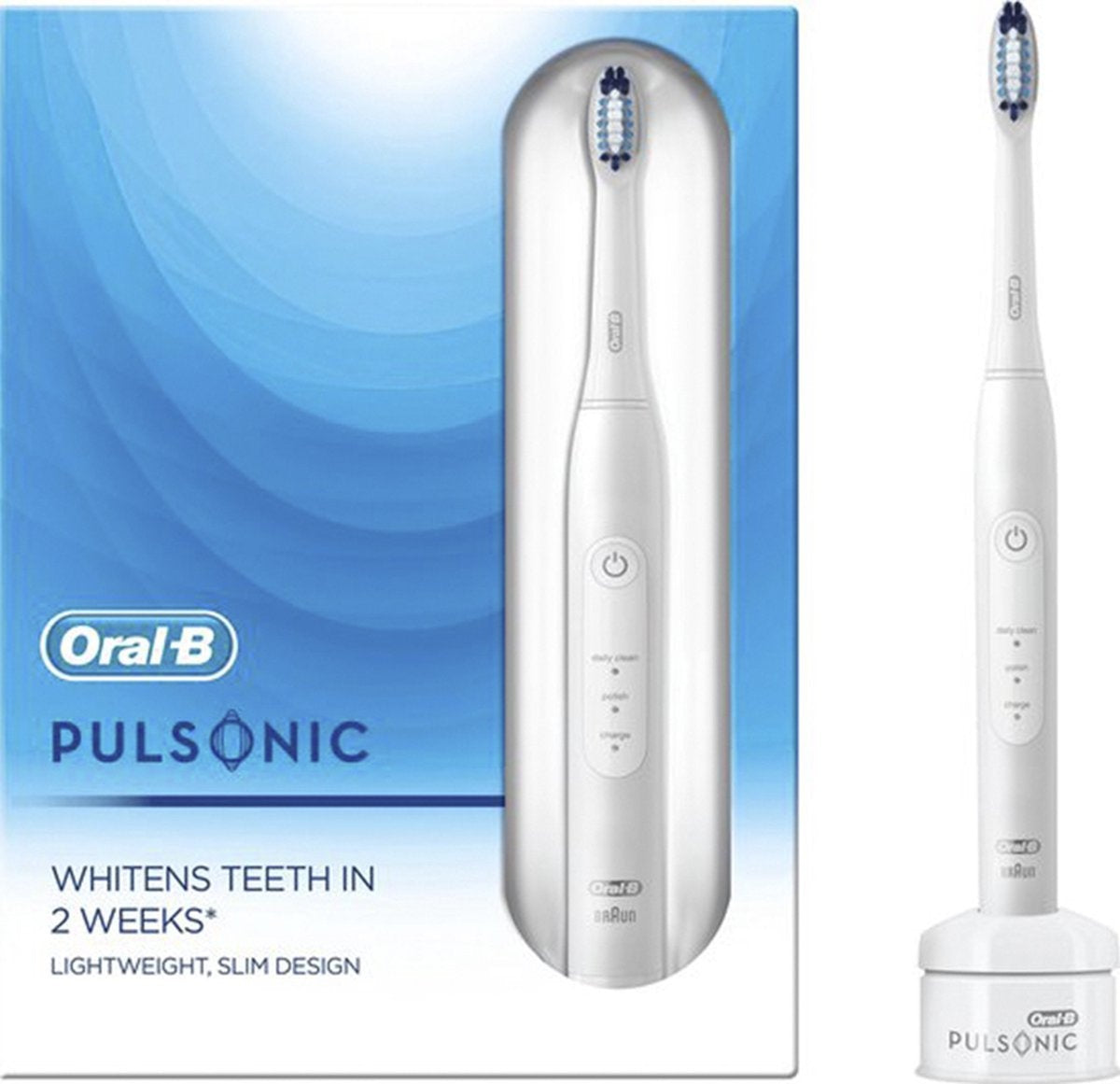 Oral-B Pulsonic Slim One 2000 387 Elektrische Schallzahnbürste mit Whitening Modus Weiß