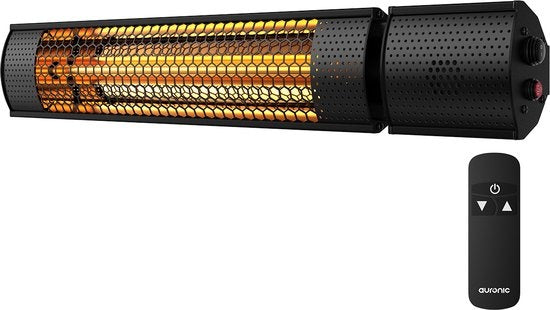 Auronic Terrassenheizer - Elektrisch - 2000W - Fernbedienung - 2 Stufen - IP55 - Schwarz
