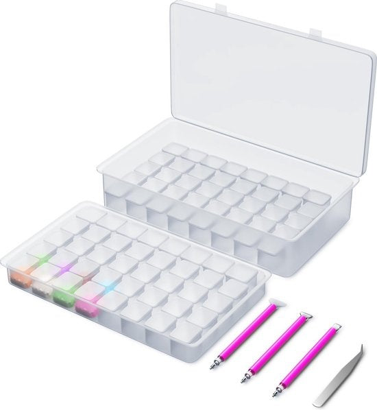 Rubye® Aufbewahrungsbox für Diamantmalerei - Sortierbox - Diamantmalerei für Erwachsene - Stifte - Pinzette - Aufbewahrungsbox 84 Boxen