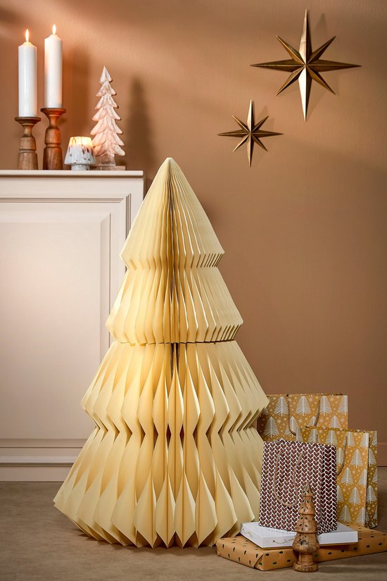 House of Seasons Dekoration Weihnachtsbaum - H120 x Ø80 cm - Papier - FSC Mix - Off White