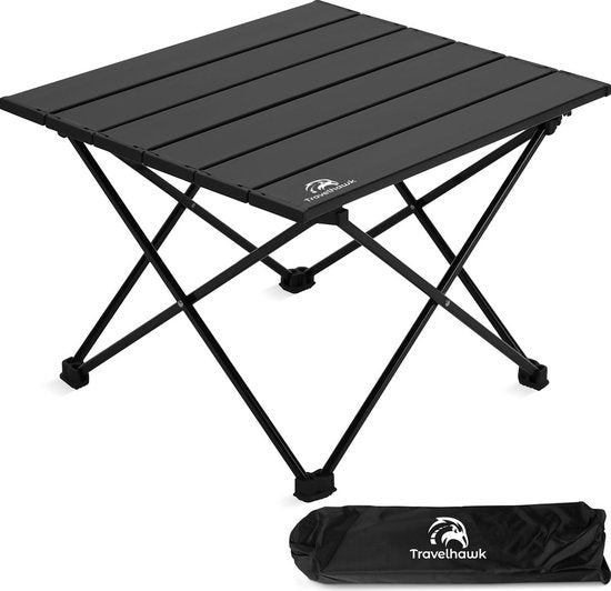 Travelhawk Campingtisch zusammenklappbar - Campingtisch faltbar - Campingtisch - Campingtisch Leichtgewicht - Picknicktisch Kinder - Schwarz - 40x35x30cm - Klein