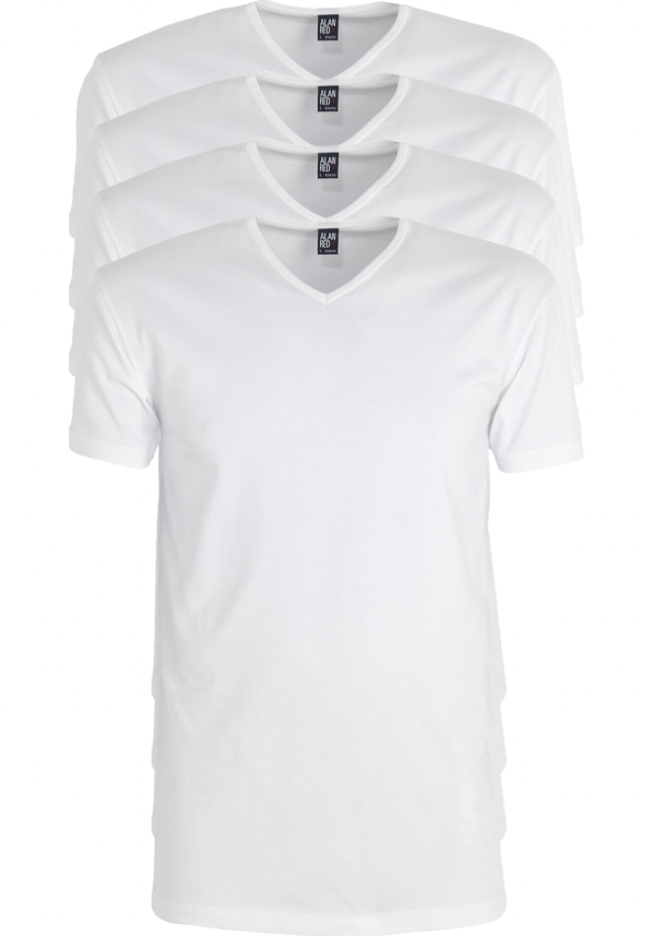 Alan Red - S - Oklahoma T-shirts - 4er-Pack - V-Ausschnitt Stretch - Weiß