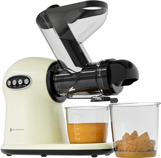 KitchenBrothers Slowjuicer XL - Entsafter - Gemüse- und Obstpresse - 43 mm und 70 mm Einfüllöffnung - 500 ml - Champagner