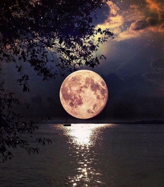 Rubye® Diamantmalerei Erwachsene - Diamantmalerei Kinder - Diamantmalerei Paket Voll - Vollmond - 30x40cm