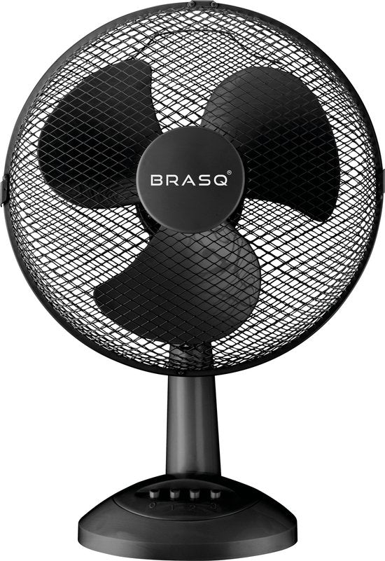 BRASQ Tischventilator - 30 cm - Schwarz - 3 Geschwindigkeiten - Standventilator - 40 Watt