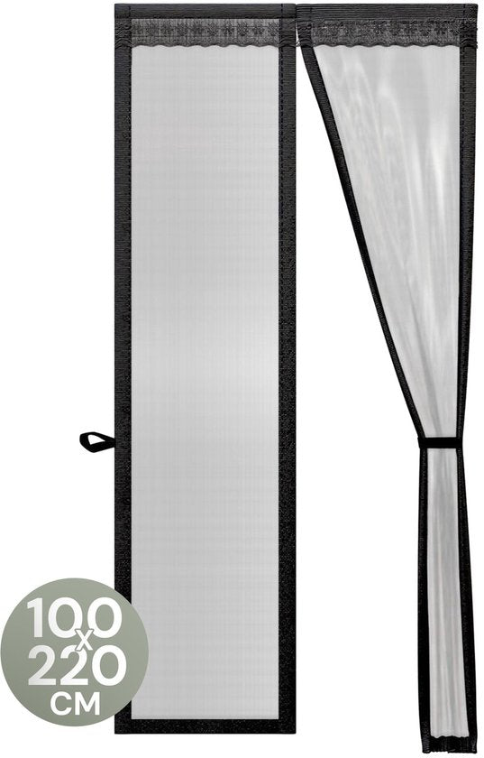 O'DADDY® Türvorhang Deluxe FIBER - Magnetischer Fliegenvorhang - Für Neubauten und Standardtüren - Einfache Installation - Türgitter Schwarz - 100x220 cm