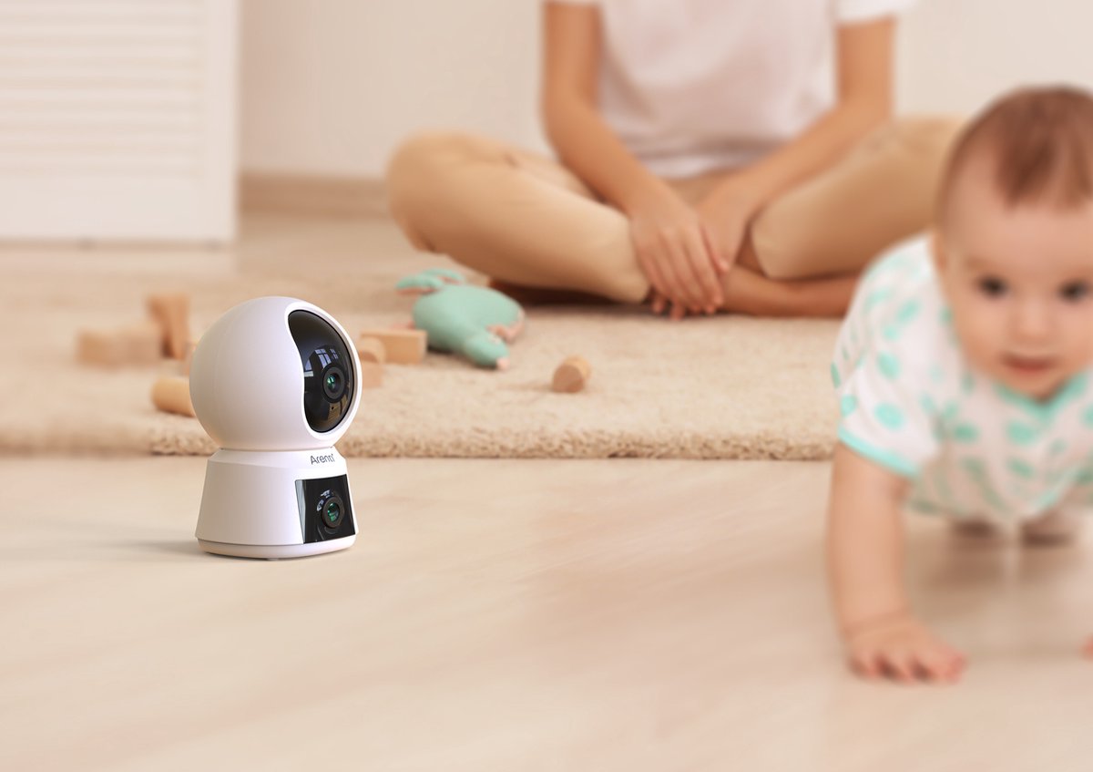 Arenti P3TT Wifi Sicherheitskamera für Innen Dual-Objektiv - Haustier-Kamera - Baby-Monitor - 3MP - beweglich - Dual-Band Wifi - Wireless - Full360°-Überwachung