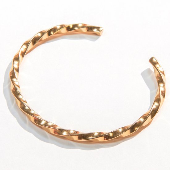 Laura Ferini - Damenarmband Donella Gold - gedrehter Armreif - 18K Gelbgold plattiert