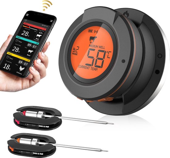 MostEssential AT-02 Fleischthermometer - Smart BBQ Thermometer - Inklusive Bluetooth
