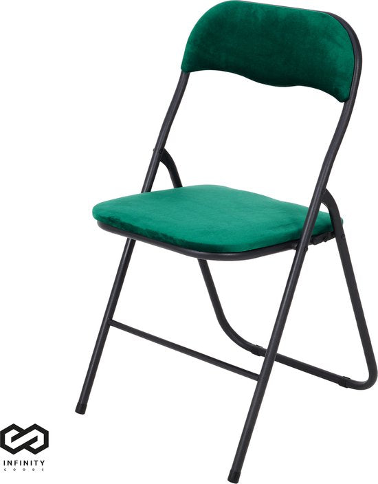 Infinity Goods Klapstoel - Vouwstoel - Fluweel - Eettafelstoel - Opklapbare Stoel - 43 x 47 x 80 CM - Stoel - Groen