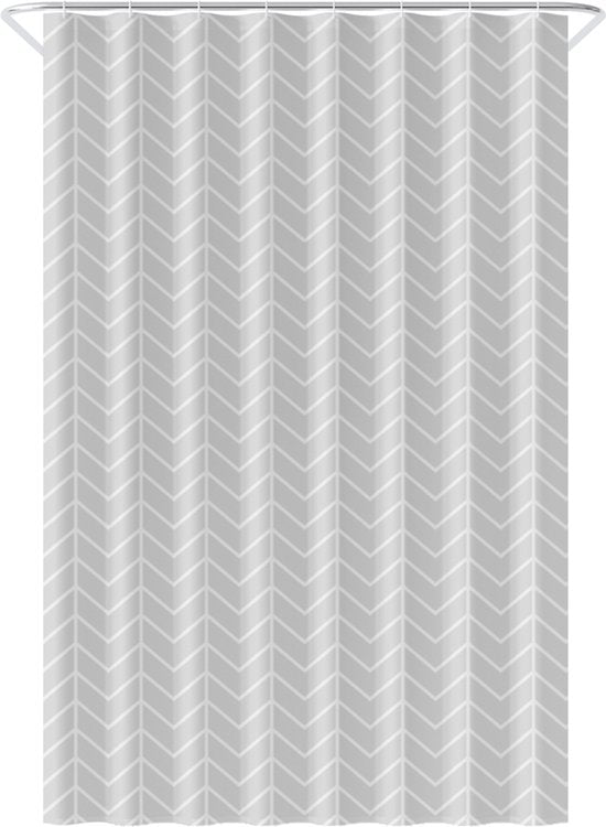 Loti Living Duschvorhang Anti-Schimmel - Graues Muster - Inklusive Ringe - Wasserdicht - Polyester - Duschvorhang 120x200 cm