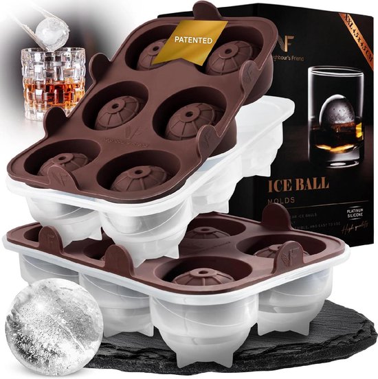 Neighbour’s Friend Patentierte Runde Eiswürfelform 2er Pack - XXL Eiskugelform für Whisky