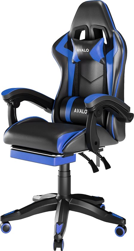 Avalo Gaming Chair - Game Chair - Ergonomischer Bürostuhl Verstellbar - Game Chair - Gaming Chair - Schwarz/Blau