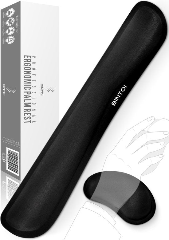 Bintoi® P100 - Ergonomische Tastatur und Maus mit Handgelenkstütze - Schwarz