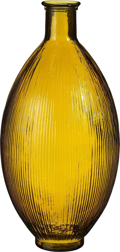Mica Decorations Firenza Flaschenvase - H59 x Ø29 cm - Recyceltes Glas - Ocker