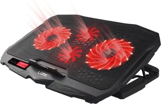 LURK® Laptop-Kühlständer - Laptoperhöhung/Kühlung - 4 Lüfter - Coolpad - Bis zu 17 Zoll - Ergonomisch einstellbar