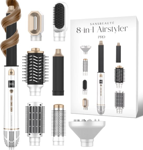 Sansbeauté® - 8-in-1 Airstyler mit Diffusor - Föhnbürste - weiß