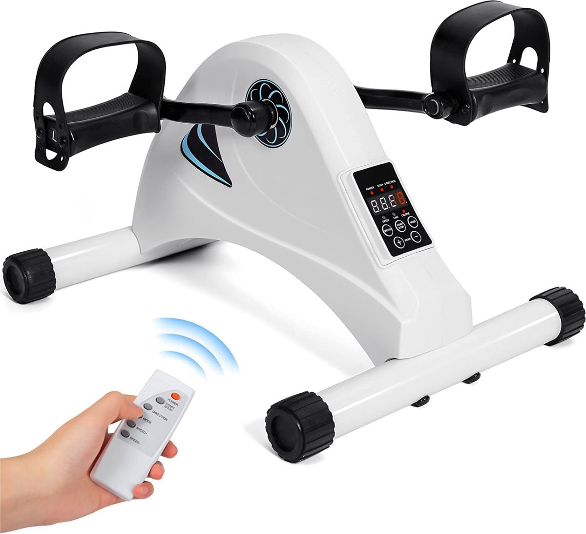 Safe Age - Heimtrainer Fahrrad - mit elektrischer Unterstützung & Fernbedienung - Schreibtisch Fahrrad - Weiß