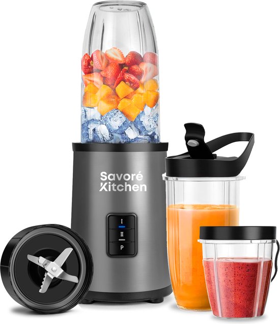 Savoré Kitchen - Blender Pro+ NutriPower - Mixer für unterwegs - Smoothie-Maker - 2 Tassen - schwarz