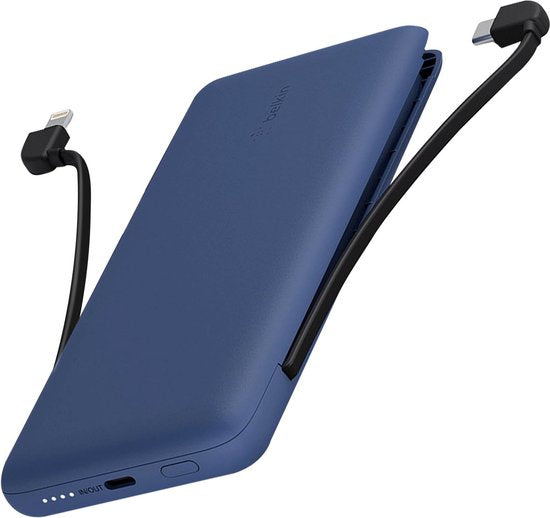Belkin 10K PD - Powerbank - Mit integrierten Kabeln (USB-C & Lightning) - Blau
